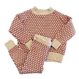 NOMA Knit Sweater Set Size 3 (Fits 18–24M / 2T) Burgundy Cream Lounge Outfit